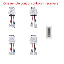 one to 4 independent receivers 1Channel 10amp  AC110V 220V power output RF Wireless Remote Control switch Raio Controller
