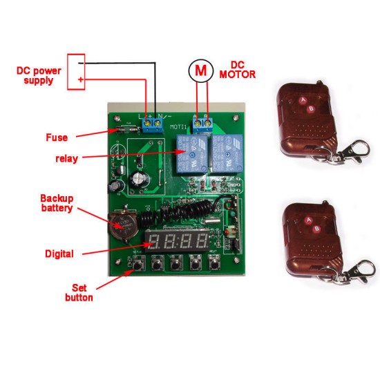 1Ch DC motor forward and reverse timing function RF Wireless Remote Control Radio Controller