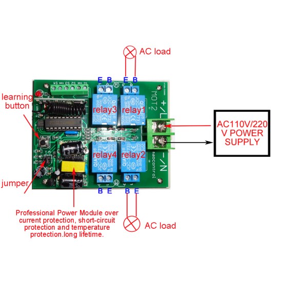 AC110v 220v Two motors Forward and reverse RF Wireless Remote Control switch