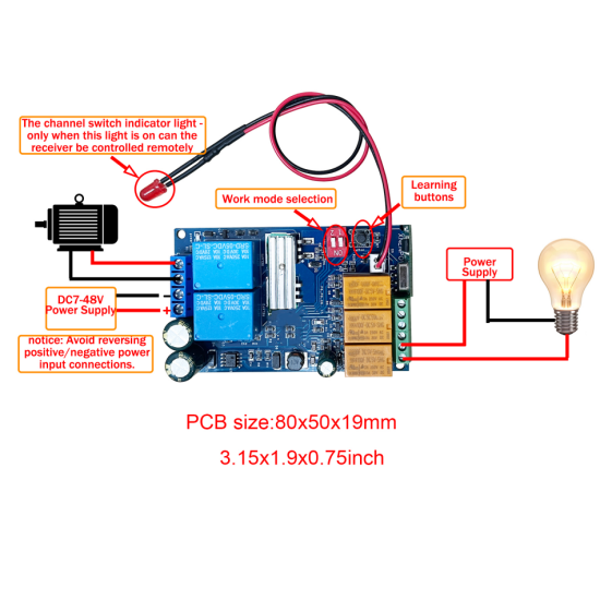 PWM DC Motor Speed Remote Control Switch Forward and Reverse, DC 9V 12V 24V 36V 48V 7Amp for Train Model Railway Model led Control