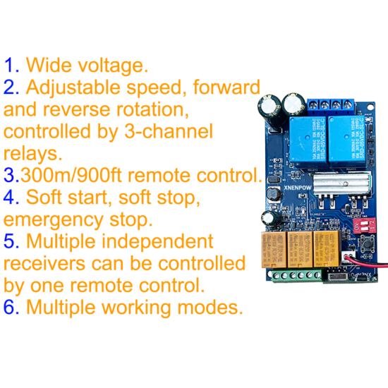 PWM DC Motor Speed Remote Control Switch Forward and Reverse, DC 9V 12V 24V 36V 48V 7Amp for Train Model Railway Model led Control