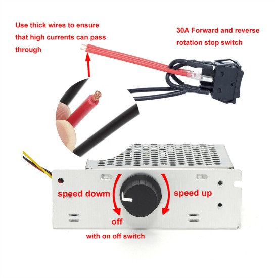 PWM DC Motor Speed Controller Voltage Display with Forward and Reverse switches 9V 12V 24V 36V 48V